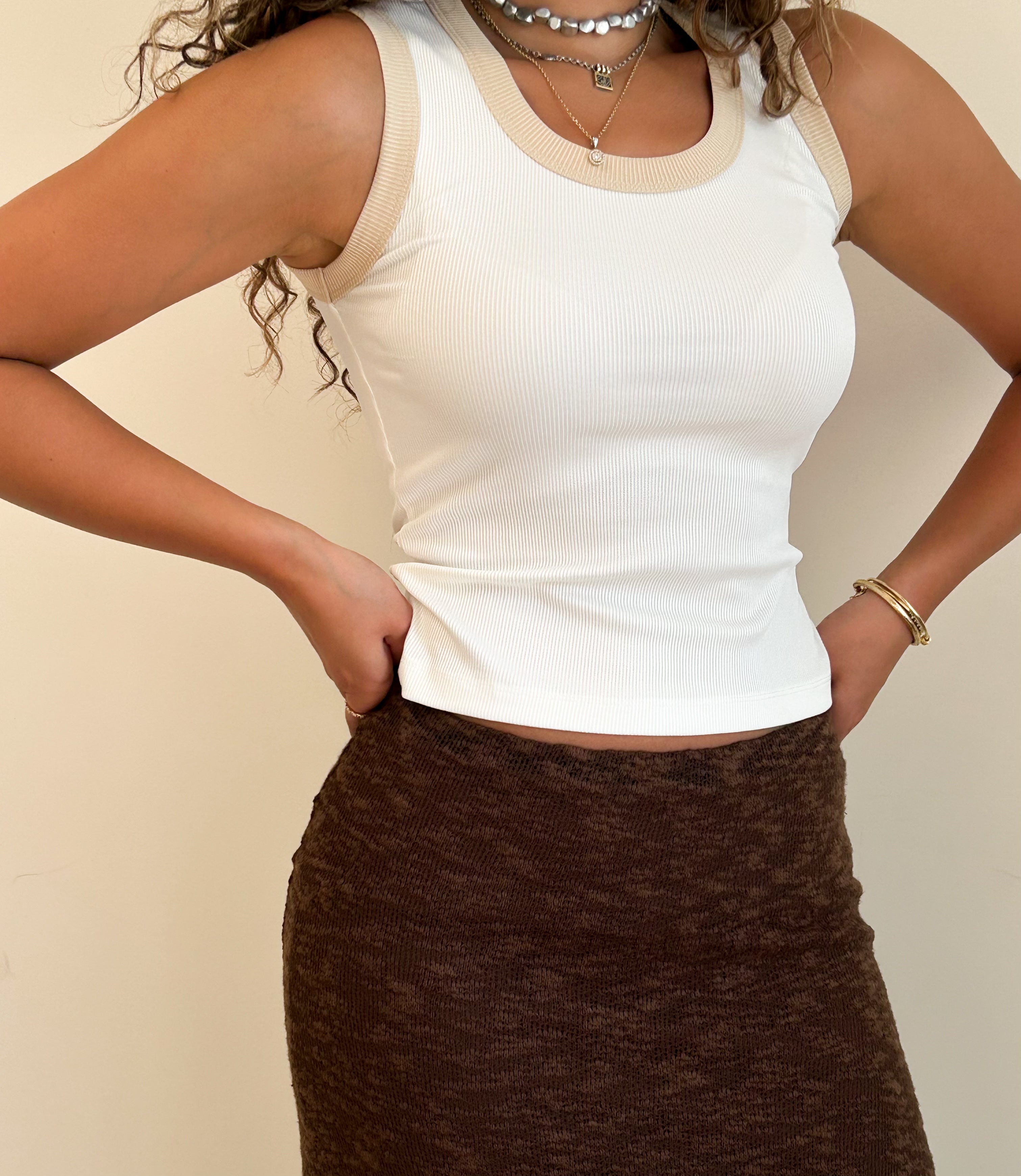 Contrast tank top