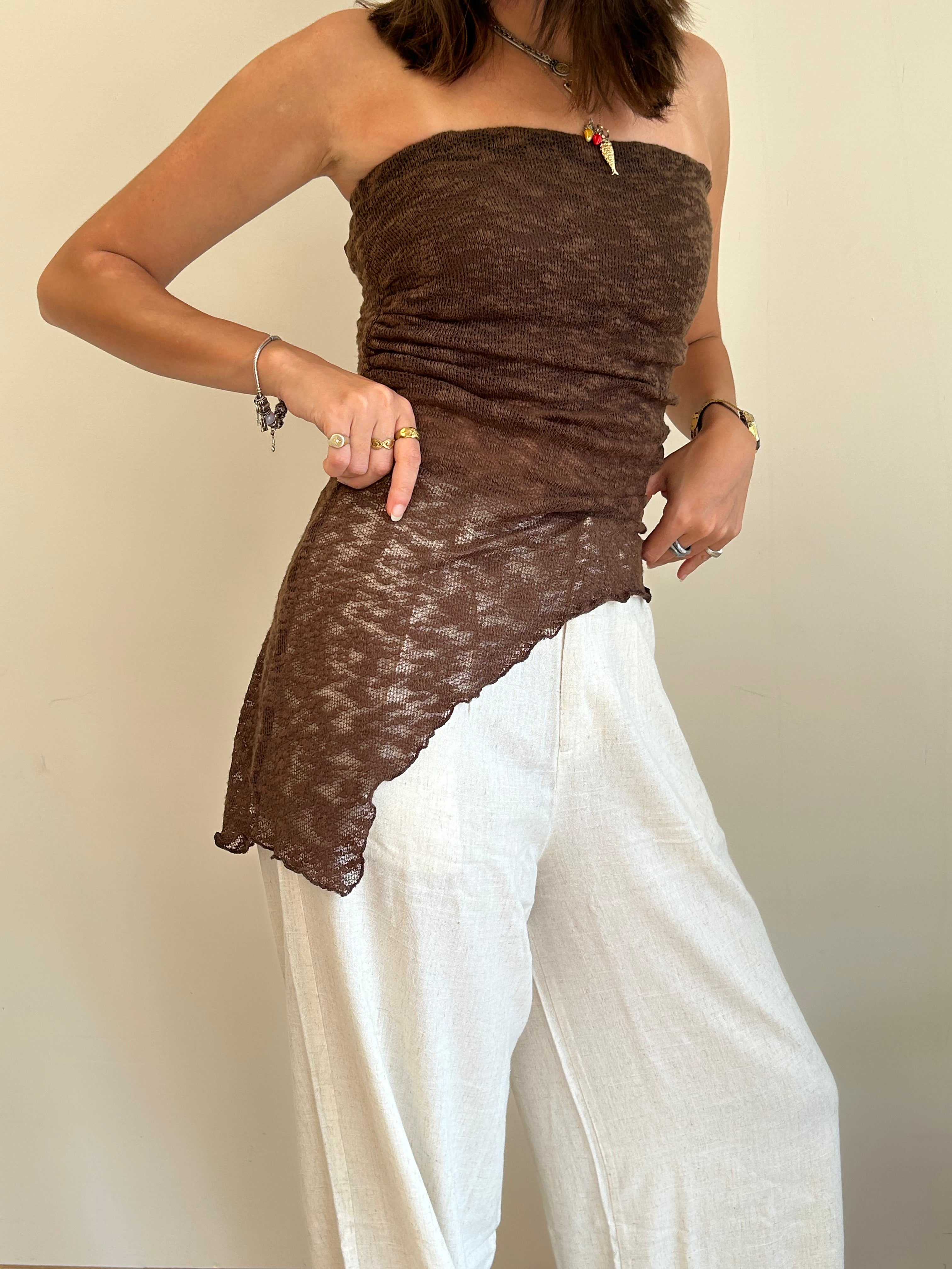 Brown textured asymmetric top