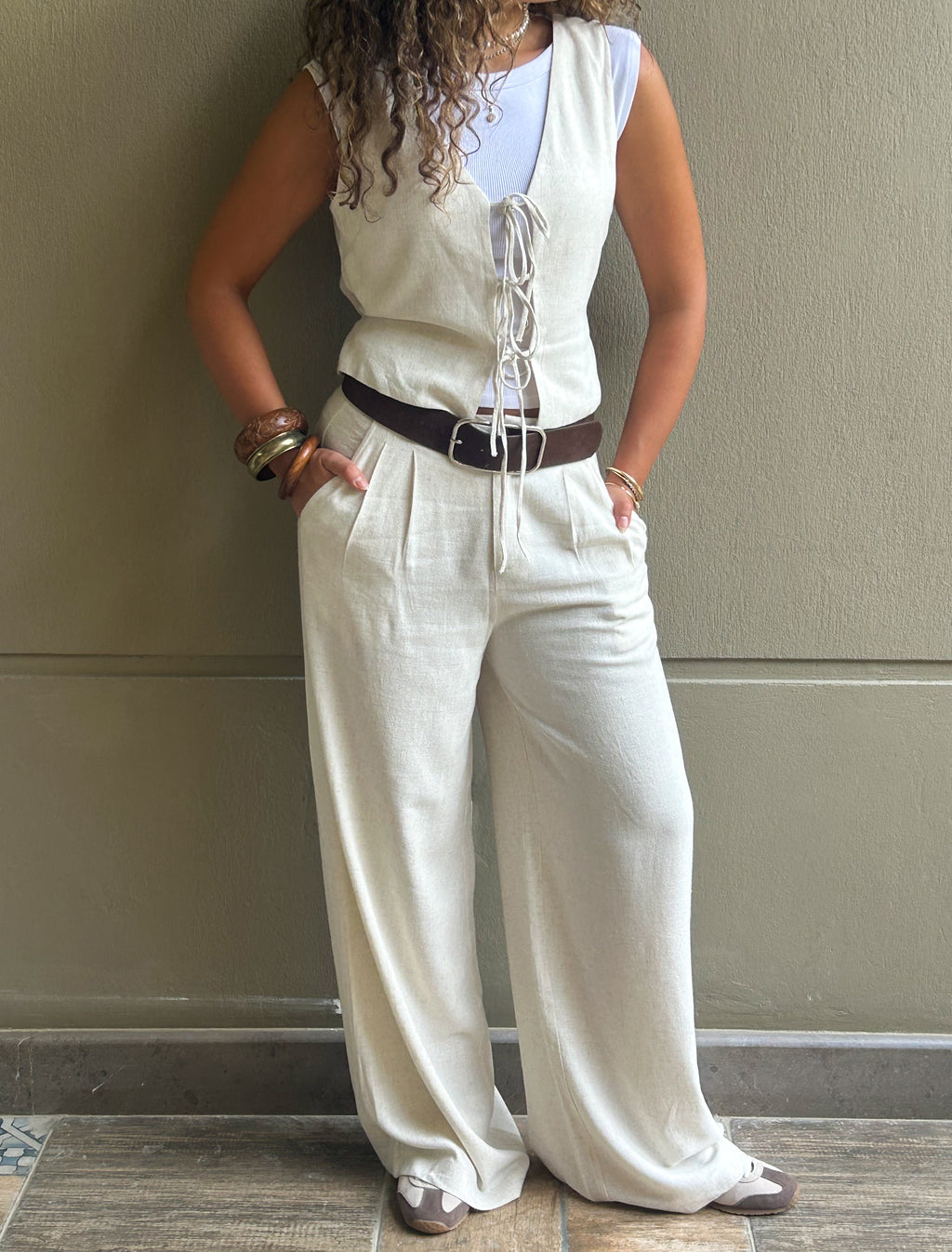 Pleated Linen Pants