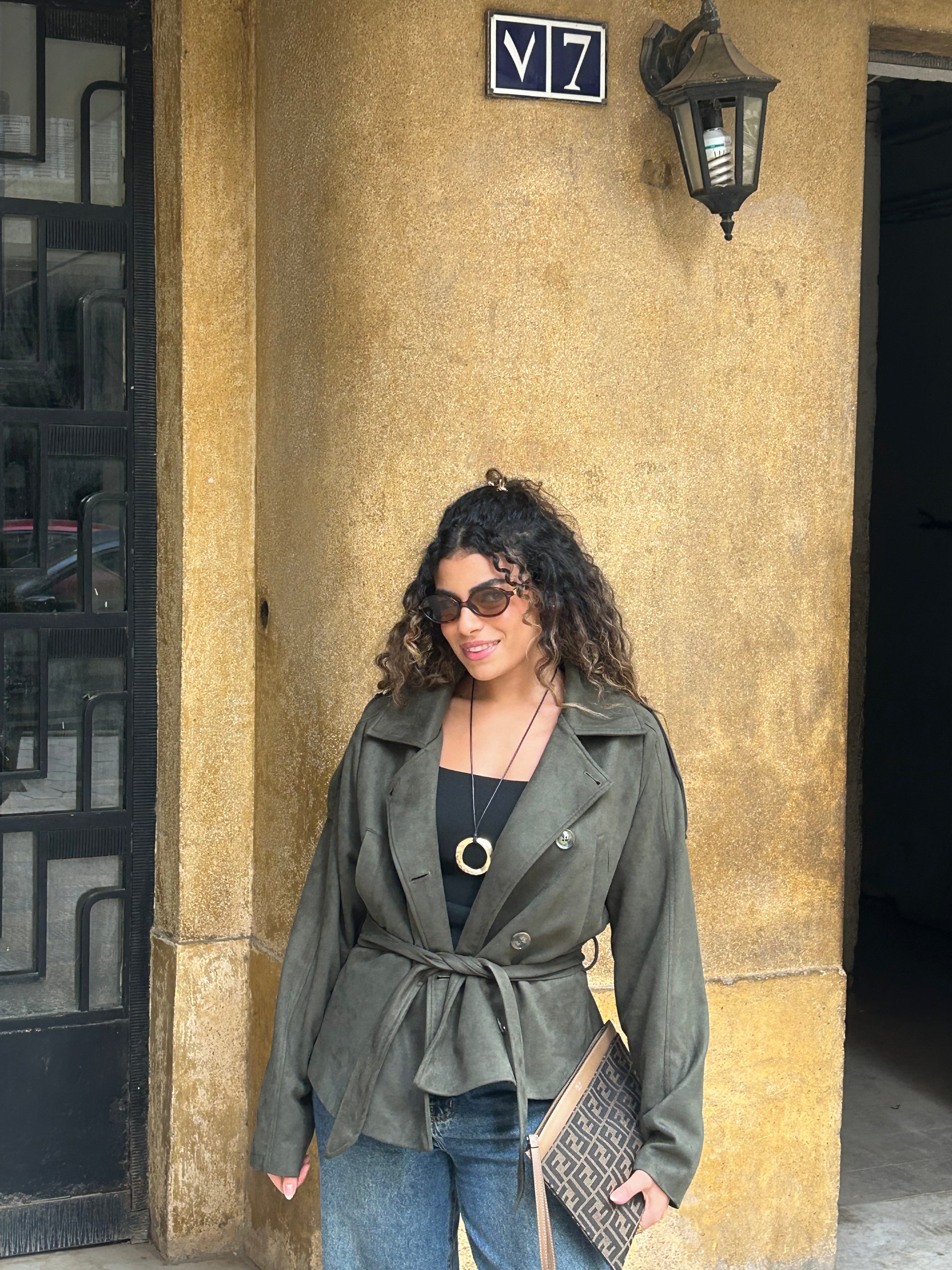 Suede Trench Cropped