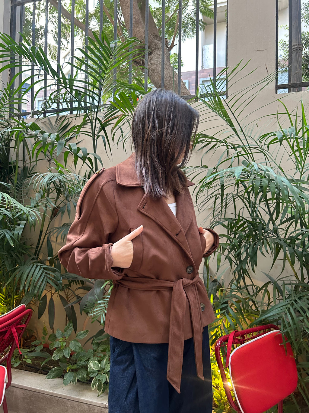 Suede Trench Cropped