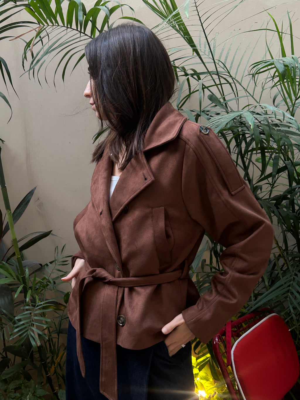 Suede Trench Cropped